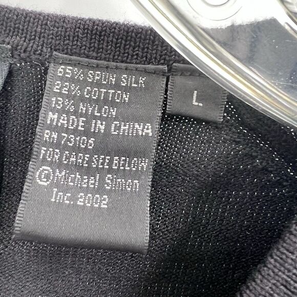 Vintage Michael Simon Black Silk Blend Beaded Medallion Sweater Womens Large - Picture 5 of 5